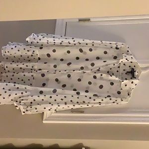 AdditionElle  white with black polka dots see through blouse .